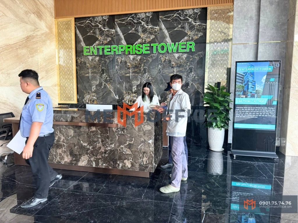 Sảnh lễ tân văn phòng cho thuê Enterprise Tower (290 Bến Vân Đồn, Phường 2, Quận 4) - Hotline 0901.75.74.76